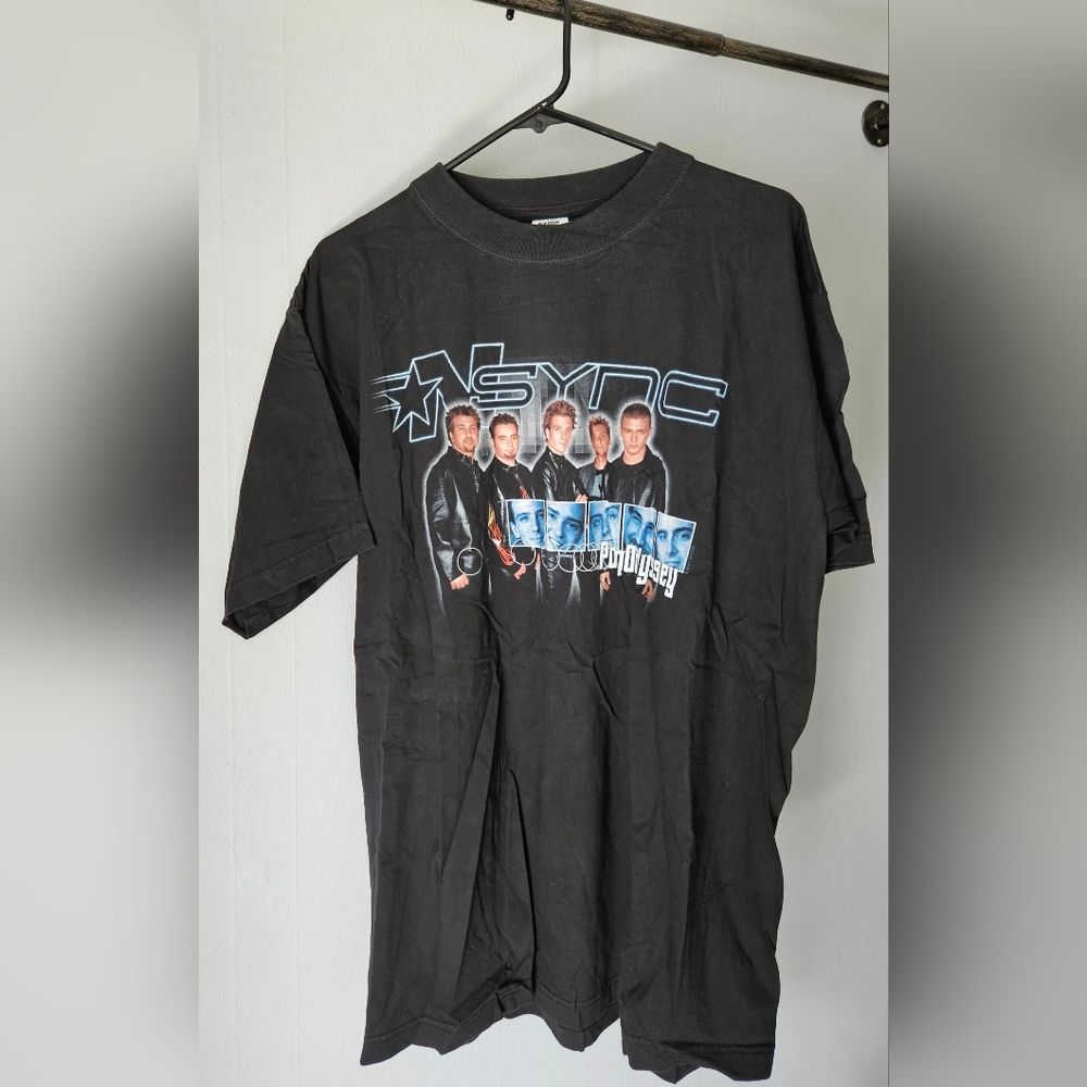 2001 NSYNC PopOdyssey Tour Shirt Black w/ Front and Back Designs